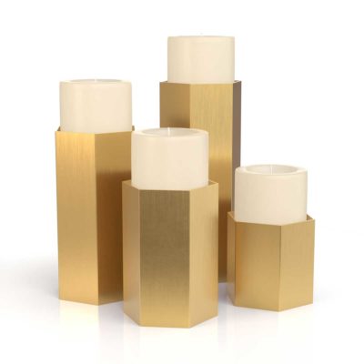 Hexagon Candle Holders Brass